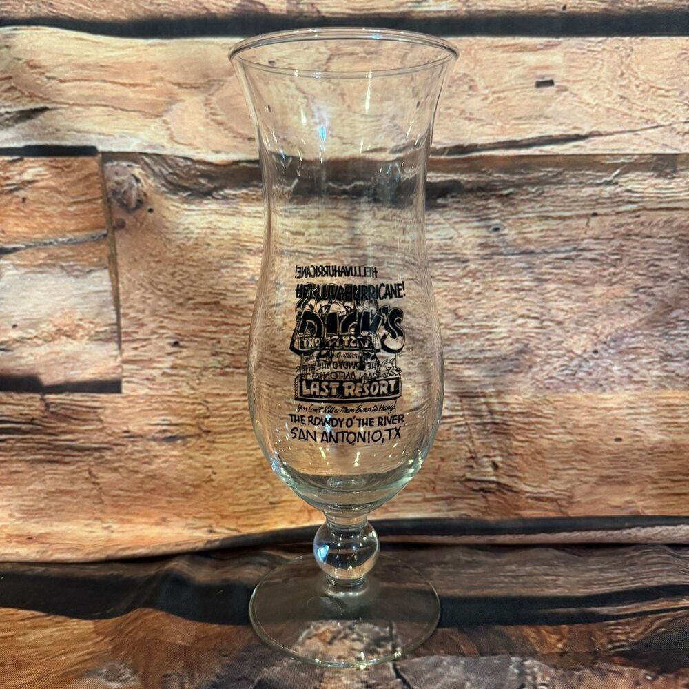 Dick's Last Resort Hurricane Glass San Antonio TX Souvenir Drinkware